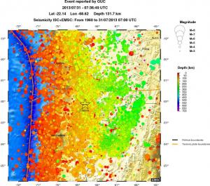 regional depth historical seismicity