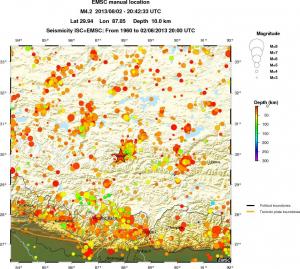 regional depth historical seismicity