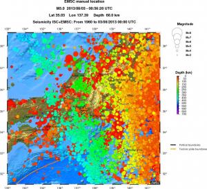 regional depth historical seismicity