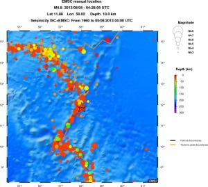 regional depth historical seismicity
