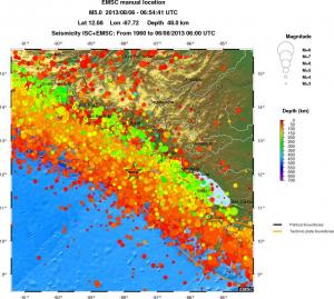 regional depth historical seismicity