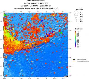 regional depth historical seismicity