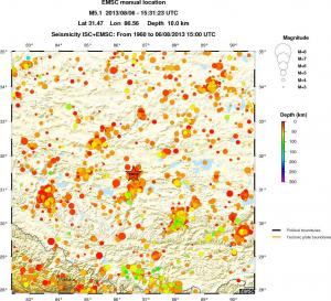 regional depth historical seismicity