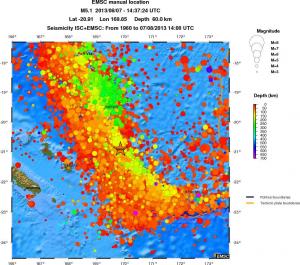 regional depth historical seismicity