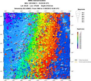 regional depth historical seismicity