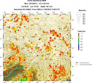 regional depth historical seismicity
