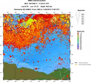 regional depth historical seismicity