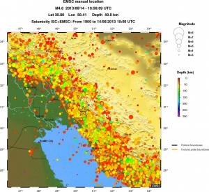 regional depth historical seismicity