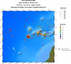 regional depth historical seismicity
