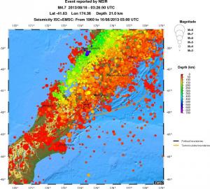 regional depth historical seismicity