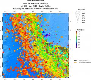 regional depth historical seismicity