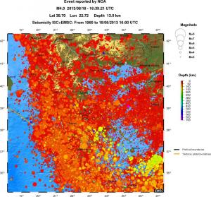 regional depth historical seismicity