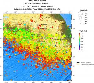 regional depth historical seismicity