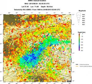 regional depth historical seismicity