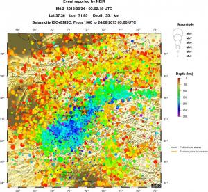 regional depth historical seismicity