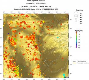 regional depth historical seismicity