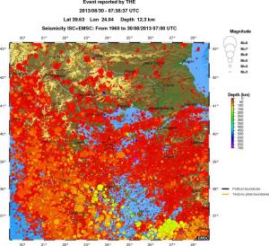 regional depth historical seismicity