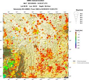 regional depth historical seismicity