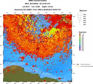 regional depth historical seismicity