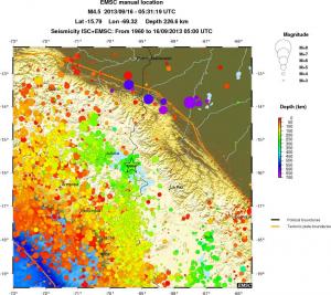 regional depth historical seismicity