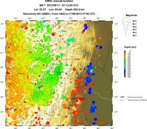 regional depth historical seismicity