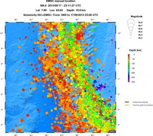 regional depth historical seismicity