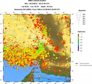 regional depth historical seismicity