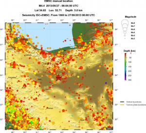 regional depth historical seismicity