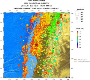regional depth historical seismicity