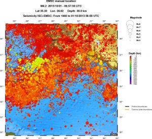 regional depth historical seismicity