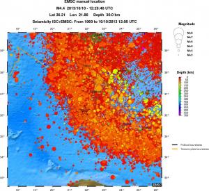 regional depth historical seismicity