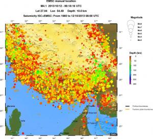 regional depth historical seismicity