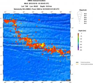 regional depth historical seismicity