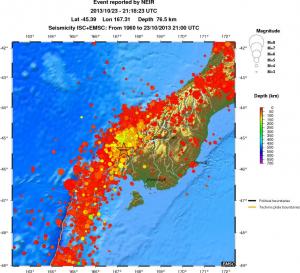 regional depth historical seismicity