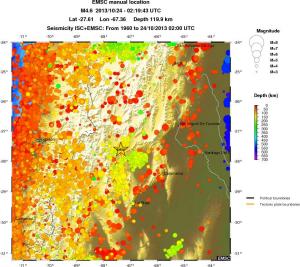 regional depth historical seismicity