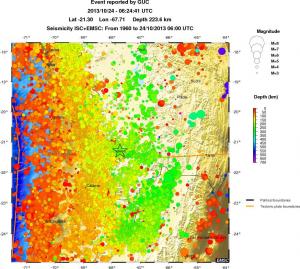 regional depth historical seismicity
