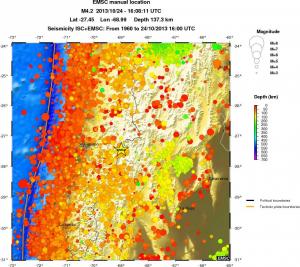 regional depth historical seismicity