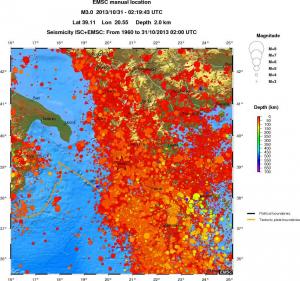 regional depth historical seismicity