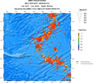 regional depth historical seismicity