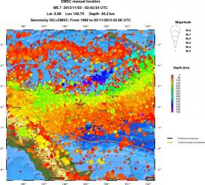 regional depth historical seismicity