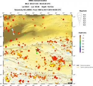 regional depth historical seismicity