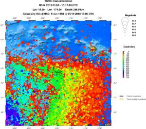 regional depth historical seismicity