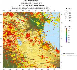 regional depth historical seismicity