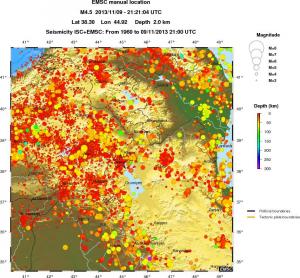 regional depth historical seismicity