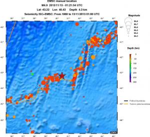 regional depth historical seismicity