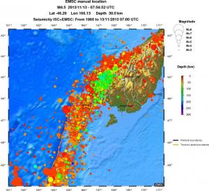 regional depth historical seismicity