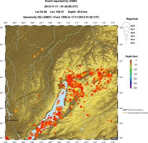 regional depth historical seismicity