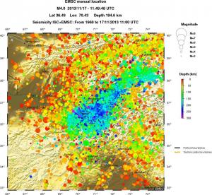regional depth historical seismicity