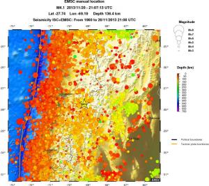 regional depth historical seismicity