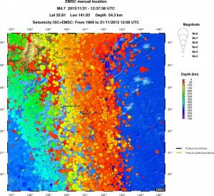 regional depth historical seismicity